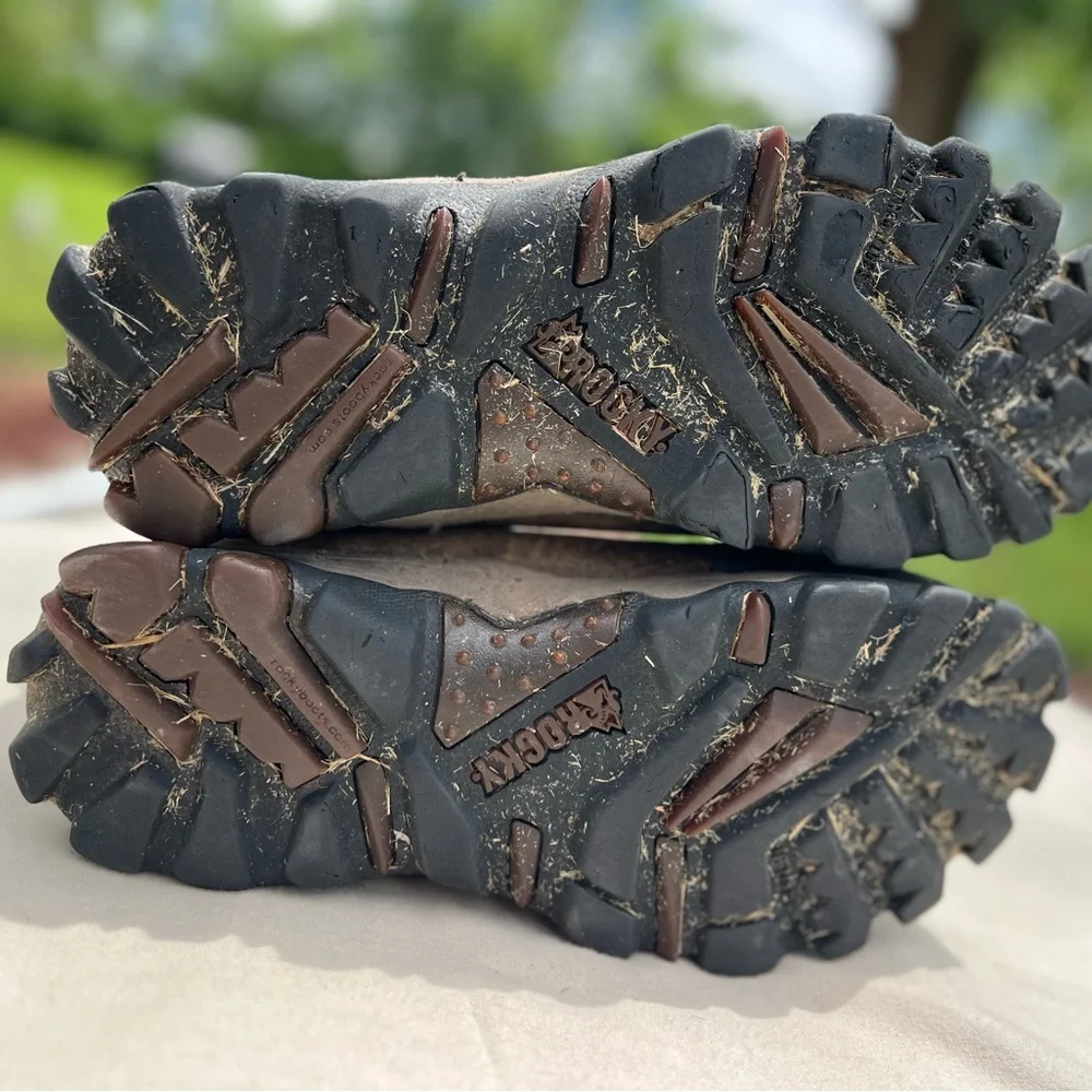 Rocky Brown Camo Hunting Boots with Black Toe and Sole